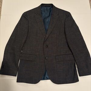 Hugo BOSS Men's 38 Slim Fit Virgin Wool Blazer in Blue and Gray Stripe